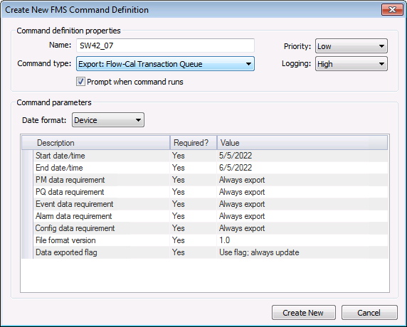 Create New FMS Command Definition